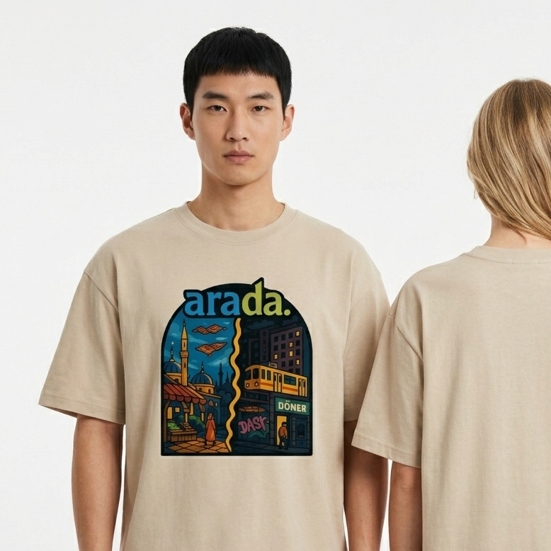 ARADA T-Shirt – “İstanbul/Berlin” Frontprint bej