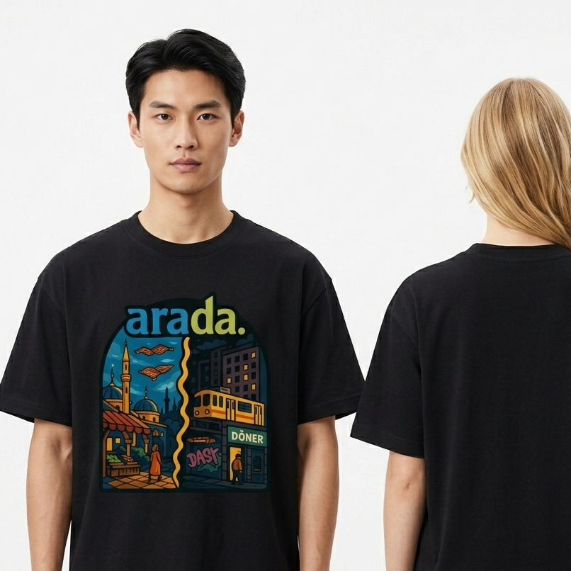 ARADA Tee – „Istanbul/Berlin” Frontprint Schwarz