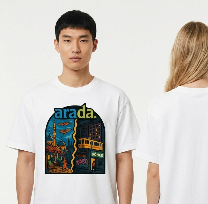 ARADA T-Shirt – “İstanbul/Berlin” Frontprint beyaz