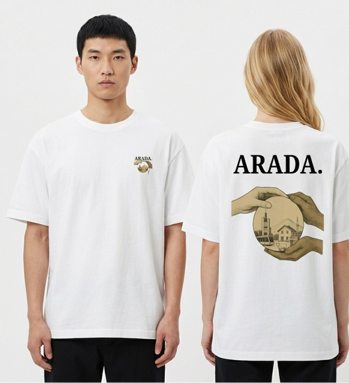 ARADA T-Shirt – “Kültürler Arasında.” Backprint beyaz