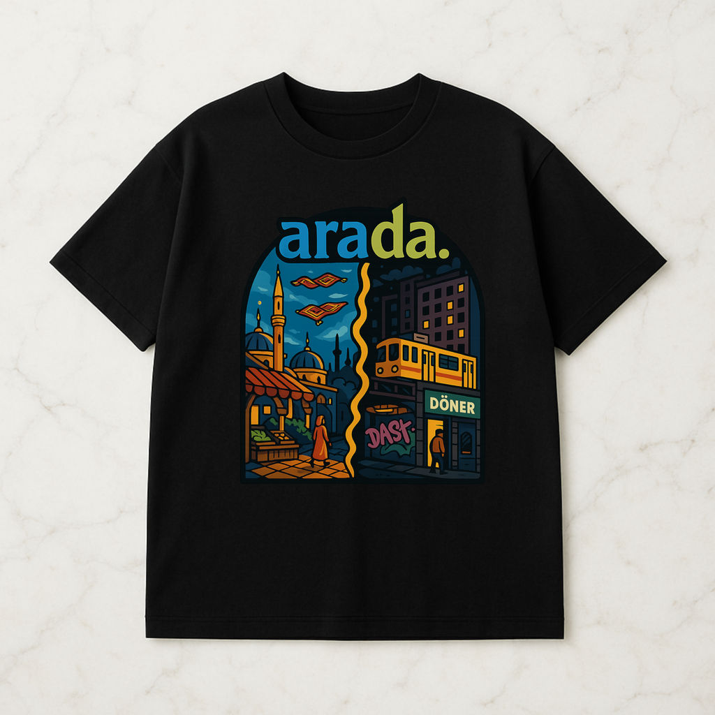ARADA Tee – „Istanbul/Berlin” Frontprint Schwarz
