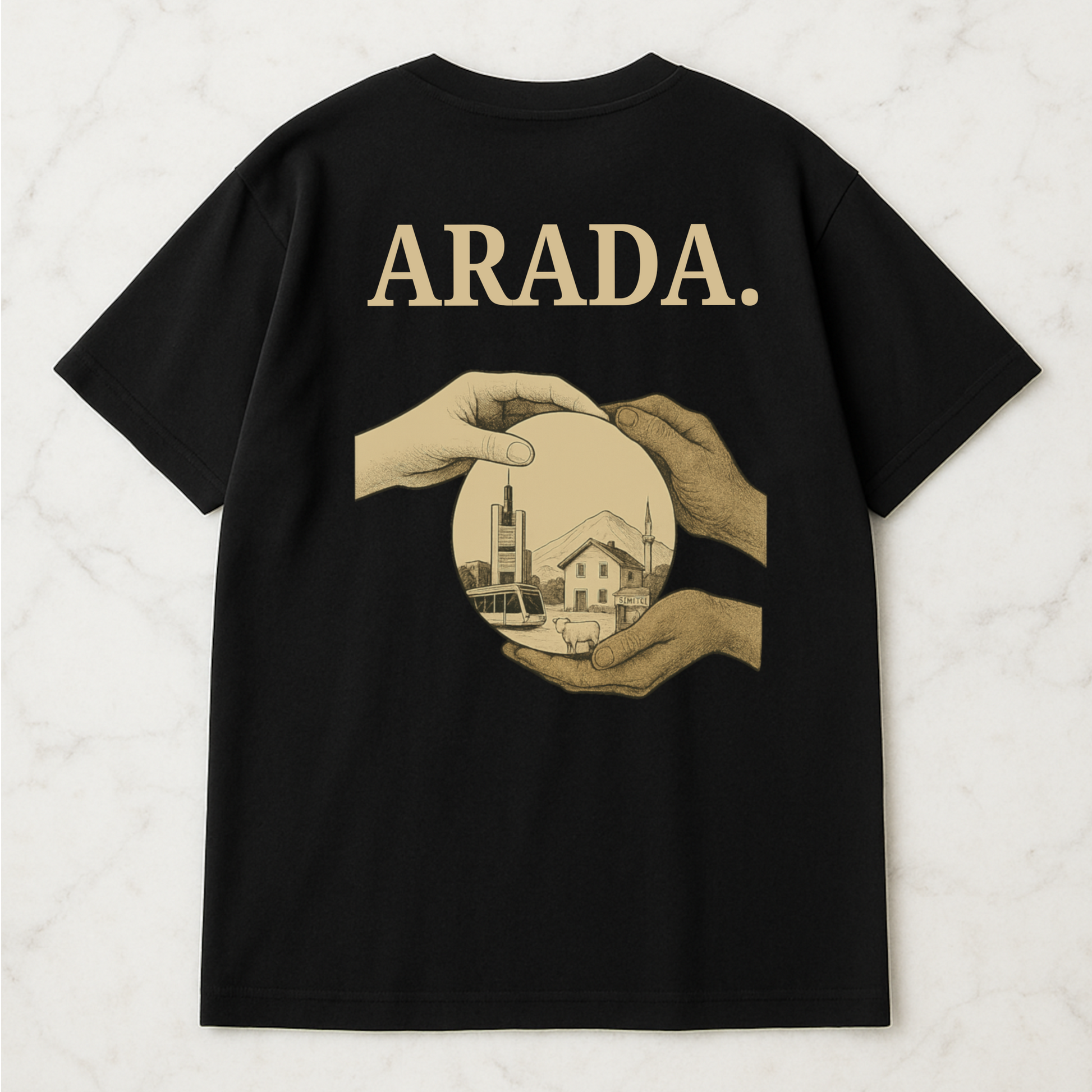 ARADA T-Shirt – “Kültürler Arasında.” Backprint siyah