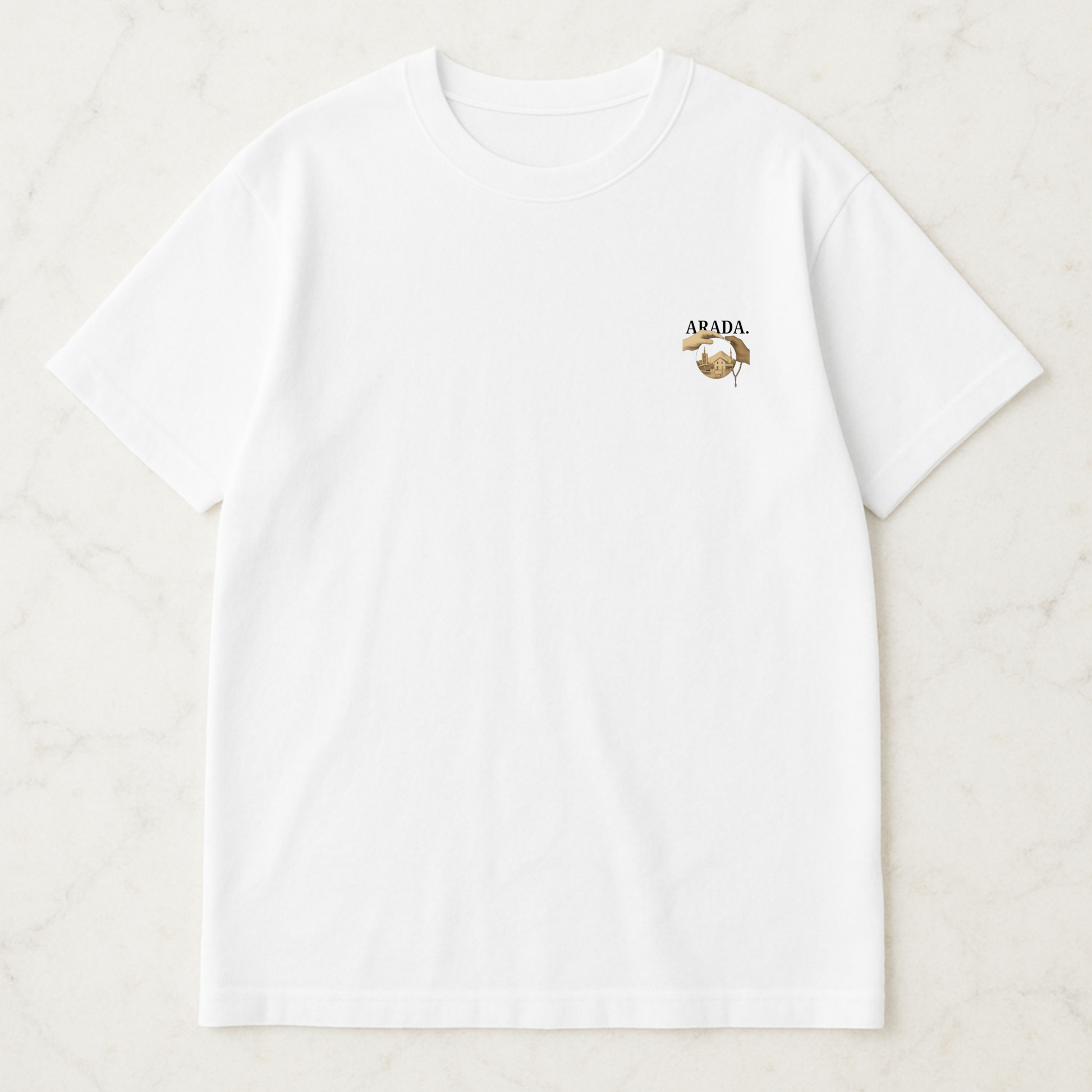 ARADA T-Shirt – “Kültürler Arasında.” Backprint beyaz